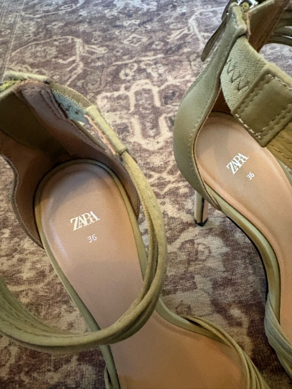 ZARA Sage Green Multi‑Strap Ankle Strap High Heels sandal 36/6 - Picture 2 of 7
